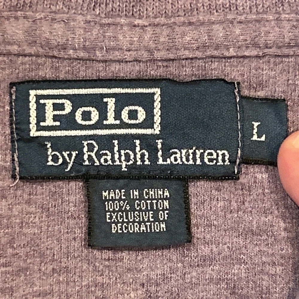 Polo Ralph Lauren 1/4 Zip Sweater Men Large Lavender Cotton Ribbed Pullover Pony